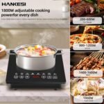 HANKESI single burner induction cooktop,110V Portable induction Cooktop,1800W Hot Plate Electric Burner,9 Power Levels, Kids Lock & Timer,LED touch control,Overheat Protection - Image 3