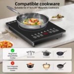 HANKESI single burner induction cooktop,110V Portable induction Cooktop,1800W Hot Plate Electric Burner,9 Power Levels, Kids Lock & Timer,LED touch control,Overheat Protection - Image 4