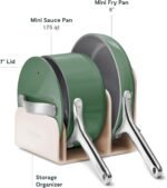 Caraway Mini Cookware Set - Non-Stick Ceramic Fry Pan (1.05 qt, 8") Sauce Pan (1.75 qt) & Storage Rack - Non Toxic, PTFE & PFOA Free - Oven Safe & Stovetop Agnostic (Gas, Electric & Induction) - Sage - Image 4