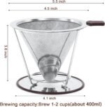 Pour Over Coffee Dripper, MISETTO Stainless Steel Filter,Easy to Clean Paperless pour over coffee maker,Reusable Filter,Cone Dripper with Removable Cup - Image 4