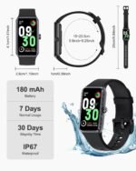 PitPat Fitness Tracker, 24/7 Health Monitoring&Sleep Tracking, IP67 Waterproof, Smart Watch for Women Men Fitness Watch for Sports - Image 4