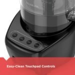 BLACK+DECKER 3-in-1 Easy Assembly 8-Cup Food Processor, Stainless Steel S-Blade, Easy-Clean, Touchpad Controls Black - Image 4