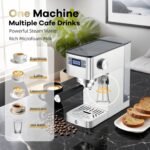TROPOW Espresso Machine 20 Bar with Milk Frother Steam Wand & Pressure Gauge, Semi-Automatic Cappuccino & Latte Maker for Home or Office, 34oz Removable Water Tank - Image 3