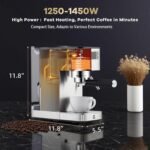 TROPOW Espresso Machine 20 Bar with Milk Frother Steam Wand & Pressure Gauge, Semi-Automatic Cappuccino & Latte Maker for Home or Office, 34oz Removable Water Tank - Image 5