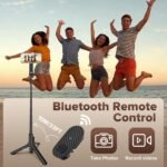 Heliora 64" Magnetic Selfie Stick Tripod, Auto-Open Tripod Stand with 360° Rotatable Travel Phone Stand with Metal Ring & Rechargeable Remote for iPhone/Android Photography/Vlogging - Image 6