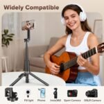 Heliora 64" Magnetic Selfie Stick Tripod, Auto-Open Tripod Stand with 360° Rotatable Travel Phone Stand with Metal Ring & Rechargeable Remote for iPhone/Android Photography/Vlogging - Image 7