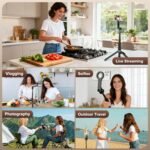 Heliora 64" Magnetic Selfie Stick Tripod, Auto-Open Tripod Stand with 360° Rotatable Travel Phone Stand with Metal Ring & Rechargeable Remote for iPhone/Android Photography/Vlogging - Image 8