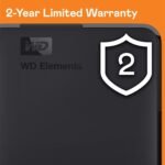 WD 2TB Elements Portable External Hard Drive for Windows, USB 3.2 Gen 1/USB 3.0 for PC & Mac, Plug and Play Ready - WDBU6Y0020BBK-WESN - Image 3
