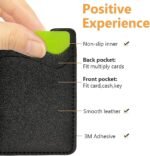 Leather Phone Wallet, Stick On Card Holder for Back of Phone Case - Compatible with Most Cell Phones (iPhone, Samsung) - 2Pack Black - Image 3