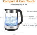 Amazon Basics Electric Kettle with Glass Carafe for Tea and Coffee, BPA-Free, Fast Boiling, Auto Shut-Off, 1.7 Liter, 1500W, Black and Silver - Image 3