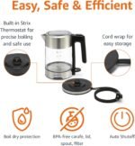 Amazon Basics Electric Kettle with Glass Carafe for Tea and Coffee, BPA-Free, Fast Boiling, Auto Shut-Off, 1.7 Liter, 1500W, Black and Silver - Image 4