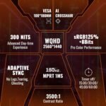 SANSUI 32-Inch Curved Gaming Monitor WQHD 2560 x 1440 180Hz Curved 1500R -Fast VA,1ms(OD), HDR, 300nits, sRGB 125%, DCI-P3 95%, FreeSync, HDMI x2, DP1.4x2(DP Cable Included) - Image 3