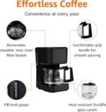 Amazon Basics 5 Cup Drip Coffee Maker, Coffee Machine with Glass Coffee Pot (0.8 Qt), Auto Shut-off, Auto Pause, Removable Filter Basket, Matte Black - Image 3