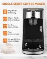 IDEALHOUSE Single Serve Coffee Maker, Capsule Coffee Machine for Home, 1300W Electric Coffee Maker with Compact Design, Easy Operation for Espresso-Style Drinks, 120V US Plug, Black - Image 3