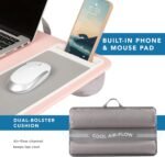 LAPGEAR Home Office Lap Desk with Device Ledge, Mouse Pad, and Phone Holder - Pink - Fits up to 15.6 Inch Laptops - Style No. 91584 - Image 5