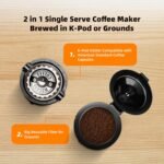 Horavie Mini Single Serve Coffee Maker for K Cup and Ground Coffee, Fast Brew One Cup Coffee Machine with Descaling Reminder and Water Window, 6 to 12 oz. Brew Sizes, Black - Image 3