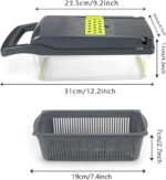 Veggie Chopper， Multifunctional Vegetable Cutter, Food Chopper with Container,Mandolin Slicer ，Kitchen Gadgets & Gifts, Home Essentials，Green + Grey - Image 3