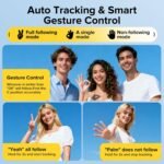 Heliora 72'' Auto Face Tracking Selfie Stick Tripod Stand, Auto-Open 360° Rotatable Travel Four-Legged Stand for iPhone/Android with Remote, Gesture Control, No App for Vlogging, TK - Image 3