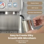Gevi Dual Boiler Espresso Machine with Built-in Grinder, 58mm Commercial Portafilter, Barista Steam Wand, 31 Grind Settings, Stainless Steel, for Home Barista Use, Sterling Silver - Image 3