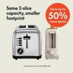 bella 2 Slice Slim Toaster, Fits-anywhere™ Kitchenware, 6 Setting Shade Control with Reheat & Cancel Buttons, Fits sourdough, 10” Long Slot, Anti Jam & Auto Shutoff, 900 Watt, Oatmilk - Image 3