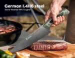 8 Inch Professional Chef Knife with Leather Sheath, Ultra Sharp Kitchen Knife with G10 Handle,Full Tang, Gyuto Style for Home Cooking and Outdoor BBQ, for Men and Women - Image 3