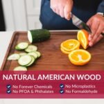 Made in USA Black Walnut Wood Cutting Board by Virginia Boys Kitchens - Butcher Block Wooden Carving Board with Juice Well made from Sustainable Hardwood (17x11) - Image 3