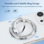 MENTINS Magnetic Phone Ring for MagSafe Grip [Super Magnet] Stylish Twinkle Ring Holder Stand with, Mag Safe Accessory for iPhone 16/15/14/13 Pro Max Plus, Silver - Image 3