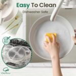 Chef Power Ceramic Nonstick Pots and Pans Set 19 Piece with Detachable Handle, Induction Dishwasher Oven Safe Cookware Set, RV Kitchen Set Removable Handle, Granite Grey and White - Image 5