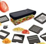 GINSU Plastic Pro Multifunctional Vegetable Chopper & Slicer – 11x6x4in Food Dicer, Cutter & Mandoline with Interchangeable Blades - Image 4