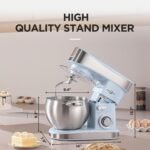 Stand Food Mixer, 6.3 Qt Stand Mixer, 400W 6-Speed with Pulse Tilt-Head, Kitchen Electric Mixer with Stainless Steel Bowl, Dough Hook, Whisk, Beater, Household Stand Mixer for Baking, Blue - Image 3
