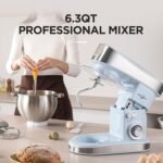 Stand Food Mixer, 6.3 Qt Stand Mixer, 400W 6-Speed with Pulse Tilt-Head, Kitchen Electric Mixer with Stainless Steel Bowl, Dough Hook, Whisk, Beater, Household Stand Mixer for Baking, Blue - Image 4