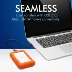 LaCie Rugged 5TB Portable External HDD - USB 3.0/2.0 Compatible, Shock/Dust/Rain Resistant for Mac & PC, Orange, Grey - Image 5
