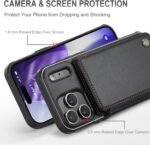 Vinich for iPhone 17 Pro Wallet Case with Card Holder, RFID Blocking Credit Slots Kickstand Shockproof Phone Cover Fit for iPhone 17 Pro 6.3" Black - Image 3