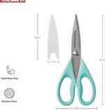 KitchenAid All Purpose Kitchen Shears with Protective Sheath Durable Stainless Steel Scissors, Dishwasher Safe, Soft Grip Comfort Handle, 8.72 Inch, Aqua Sky - Image 3