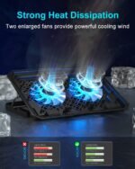 KeiBn Laptop Cooling Pad, Gaming Laptop Cooler 2 Fans for 10-15.6 Inch Laptops, 5 Height Stands, 2 USB Ports (S039) - Image 3