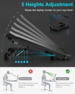 KeiBn Laptop Cooling Pad, Gaming Laptop Cooler 2 Fans for 10-15.6 Inch Laptops, 5 Height Stands, 2 USB Ports (S039) - Image 4