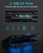 KeiBn Laptop Cooling Pad, Gaming Laptop Cooler 2 Fans for 10-15.6 Inch Laptops, 5 Height Stands, 2 USB Ports (S039) - Image 5