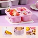 Honeydak 10 Pack Bento Snack Containers 4 Compartment Snack Boxes Reusable Containers with Lids Divided Meal Prep Lunch Food Storage Box for School Work Travel - Image 4