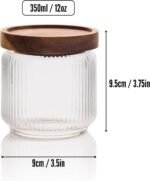Mason & Fable 12 fl oz, 350ml Glass Food Storage Jars with Wood Lids (6pcs) - Stylish Ribbed Pattern for Kitchen Organization and Storage Containers for Spice, Tea, Coffee/Sugar - Image 3