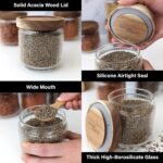 Mason & Fable 12 fl oz, 350ml Glass Food Storage Jars with Wood Lids (6pcs) - Stylish Ribbed Pattern for Kitchen Organization and Storage Containers for Spice, Tea, Coffee/Sugar - Image 4