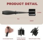 Meat Chopper, Hamburger Grinder, Premium Heat Resistant Smasher for Ground Beef, Burger Grinder Nylon Potato Mix Tool, Meat & Poultry Tenderizers-Black - Image 3