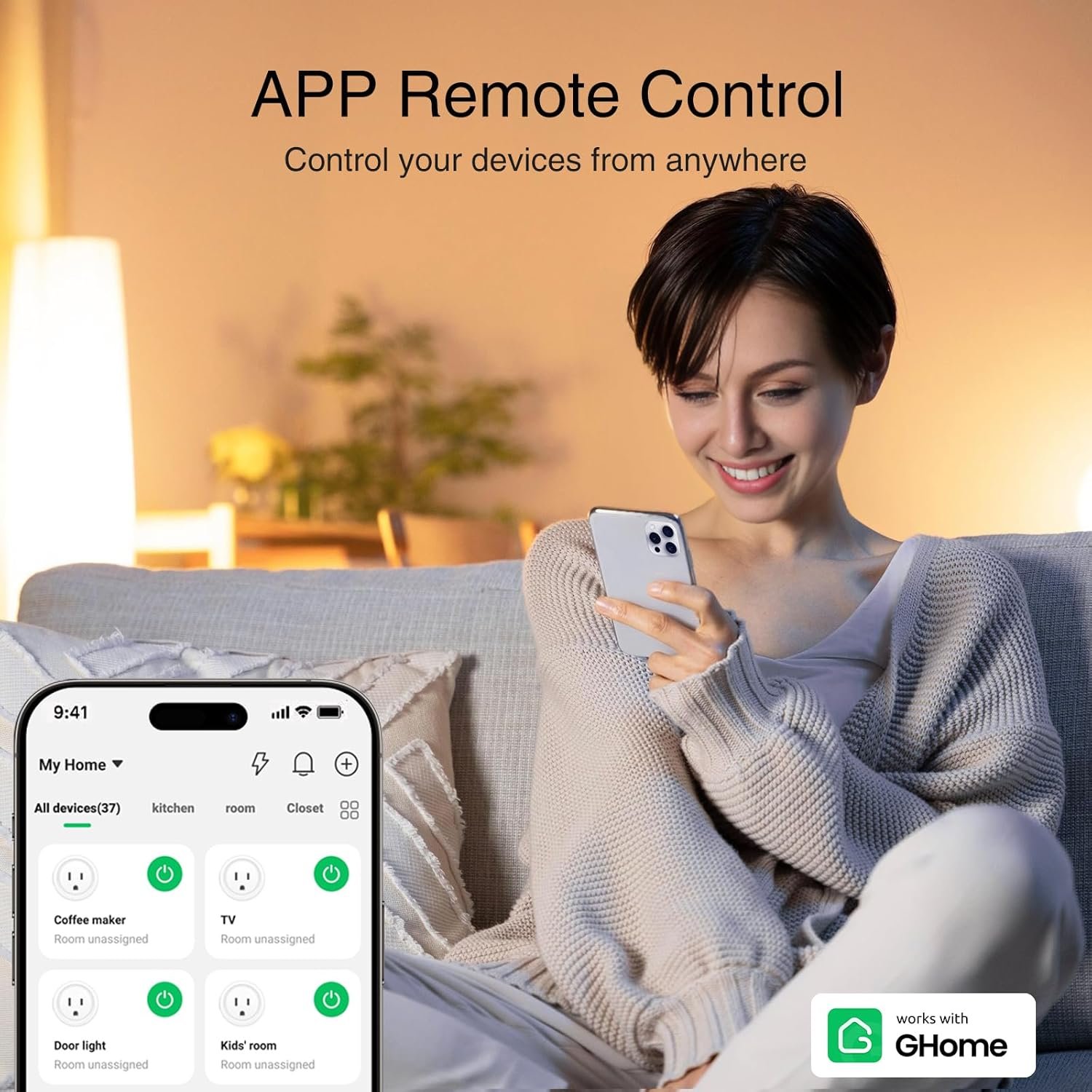 GHome Smart Plug, WiFi Smart Plugs Work with Alexa and Google Home, Smart Outlet Timer with APP Remote Control, 2.4GHz Wi-Fi Only, No Hub Required, ETL FCC Listed - Image 3