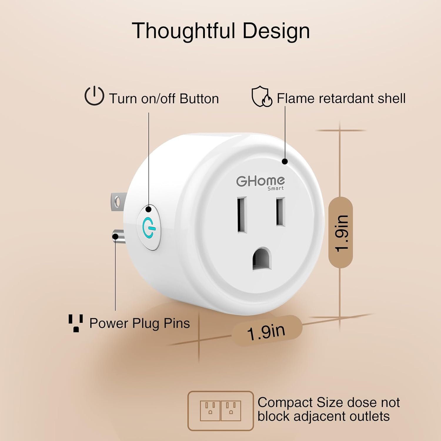 GHome Smart Plug, WiFi Smart Plugs Work with Alexa and Google Home, Smart Outlet Timer with APP Remote Control, 2.4GHz Wi-Fi Only, No Hub Required, ETL FCC Listed - Image 4