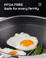 FGJ Wok pan,12 inch Hybrid Wok with Lid,PFOA Free Cookware,Non Stick Stainless Steel Woks & Stir-fry pans Nonstick, Dishwasher and Oven Safe, Works on Induction - Image 4