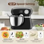 Electactic Stand Mixer With 12 Speed,5.3 Quart Electric Mixer With Tilt Head, Kitchen Mixer for Daily Use with Egg Whisk,Dough Hook,Flat Beater,BLACK - Image 3