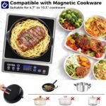 OSTBA 1800W Commercial Induction Cooktop, 10" Heating Coil Countertop Induction Burner, 10 Power Levels & 120–460°F Temperature Control, 12H Timer, Keep Warm, ETL Certified - Image 4
