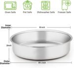 E-far 8 Inch Cake Pan Set of 3, Stainless Steel Round Layer Cake Baking Pans, Non-Toxic & Healthy, Mirror Finish & Dishwasher Safe - Image 3