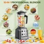 Blender, 68Oz. Countertop Blenders with 20Oz. Grinder, 28000 RPM Kitchen Blender for Smoothies, Ice Crushing, Frozen Fruits, Self-Cleaning, Speed Adjustable, Black - Image 3