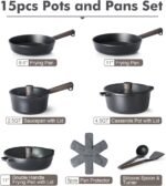 SENSARTE Nonstick Cookware Set Pots and Pans Set Kitchen Non-stick Cooking Set, Dishwasher & Oven Safe, Induction Compatible, Free of Intentionally Added PFOA/PFOS, 15pcs, Black - Image 3