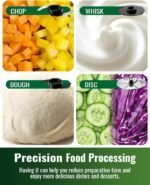 TWOMEOW Food Processor, 4 Programs & Pulse,1000W Max Power,12 Cups Total Volume for Slicing, Mincing, Dicing, Shredding, Puree, Dough and Vegetable Chopper Clean Bowl Scraper, Stainless Steel - Image 4